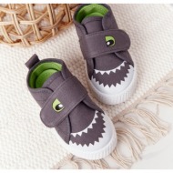  children`s sneakers with velcro with a shark grey