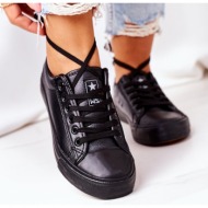  women`s leather sneakers black mega