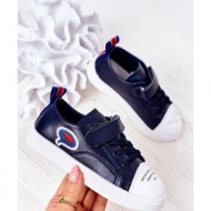  children`s sneakers with velcro navy cartoon