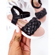  children`s braided sandals black adella