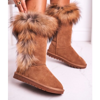 women`s snow boots with fur leather σε προσφορά