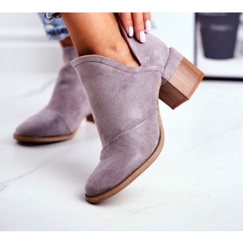 women’s boots on high hee trimmed grey σε προσφορά