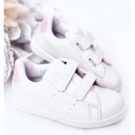  children`s sneakers with velcro white-pink cute girl