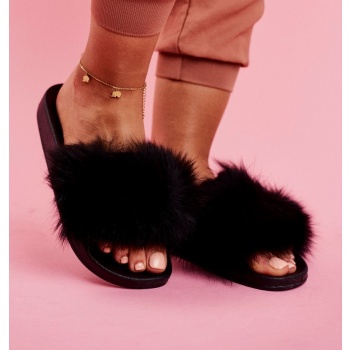 women`s slippers with fur black belmondo σε προσφορά