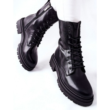 women`s flat boots workers black rozelle σε προσφορά