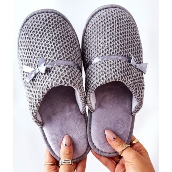 women`s slippers with bow grey evira σε προσφορά