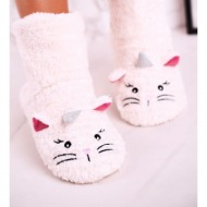  children`s sheepskin padded slippers kitten ecru