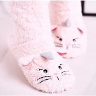  children`s sheepskin padded slippers kitten light pink
