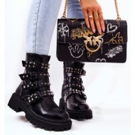  strapless worker boots with studs black brenna