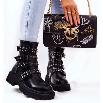 strapless worker boots with studs black σε προσφορά