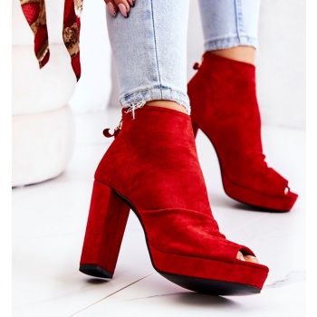 stiletto booties open toe red adore