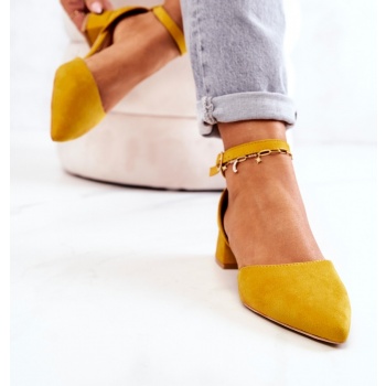 suede pointed pumps yellow calliope