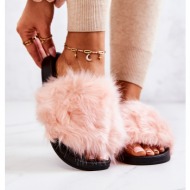  slippers with fur rubber light pink pollie