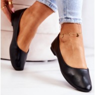 leather ballerina classic black stacee