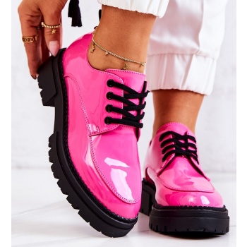 laquered lace-up shoes la.fi pink