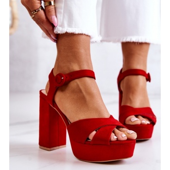 suede heeled sandals red semilla