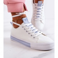  women`s leather sneakers white and blue mikayla