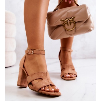 fashionable suede high heels sandals