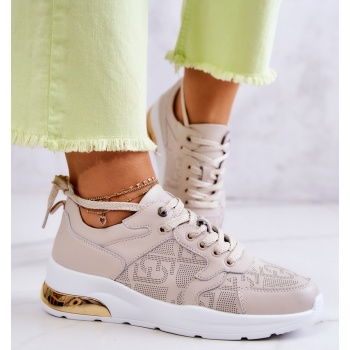 leather women`s wedge sneakers beige σε προσφορά