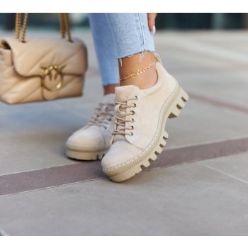 women`s suede shoes tied beige mayson σε προσφορά