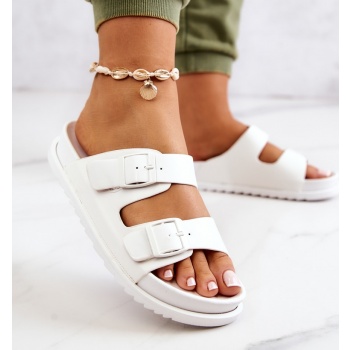 rubber slippers with buckle white corina σε προσφορά