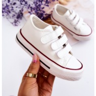  children`s leather sneakers with velcro white foster