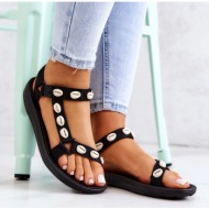  women`s sport sandals decorative shells black conner