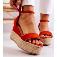  women`s sandals on a wedge with cubic zirconia orange linette