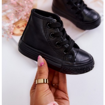 children`s leather high sneakers black σε προσφορά
