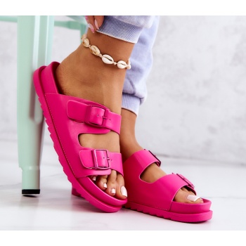 rubber slippers with buckle fuchsia