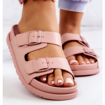 rubber slippers with buckle pink corina σε προσφορά