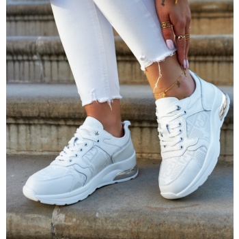 leather women`s wedge sneakers white