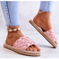  leather braided slippers big star jj274921 pink