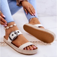  fashionable slippers with a buckle big star jj274729 white