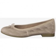  beige patterned leather ballerinas with tamaris bow - women