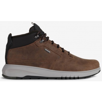 brown men`s ankle leather shoes geox σε προσφορά