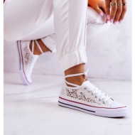  women`s fabric sneakers with openwork white venture
