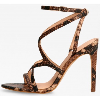 brown patterned heel sandals guess σε προσφορά