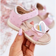 children`s leather sandals with a heart pink elianna