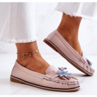  women`s leather loafers with fringes pink laressa