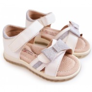  children`s leather sandals with velcro white lolly