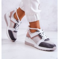  leather sport shoes wedge sneakers silver-grey elissa