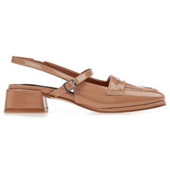 slingback παπούτσι με όψη λουστρίνι 