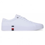  ανδρικά δερμάτινα sneakers tommy hilfiger fm0fm04589 ybs λευκά
