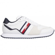  ανδρικά δερμάτινα sneakers tommy hilfiger runner fm0fm04714 ybs λευκά