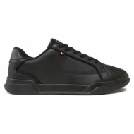  ανδρικά δερμάτινα sneakers tommy hilfiger fm0fm04827 bds μαύρα