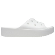  γυναικείες ανατομικές παντόφλες crocs classic platform slide 208180 100 λευκές