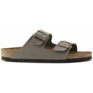  ανατομικές παντόφλες birkenstock arizona birko-flor nubuck stone 0151213 narrow fit