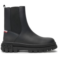  εφηβικά μποτάκια tommy hilfiger chelsea boot t3a5-33599-1351 999 μαύρα