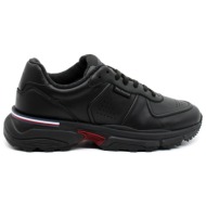  ανδρικά δερμάτινα sneakers tommy hilfiger fm0fm05277 bds μαύρα